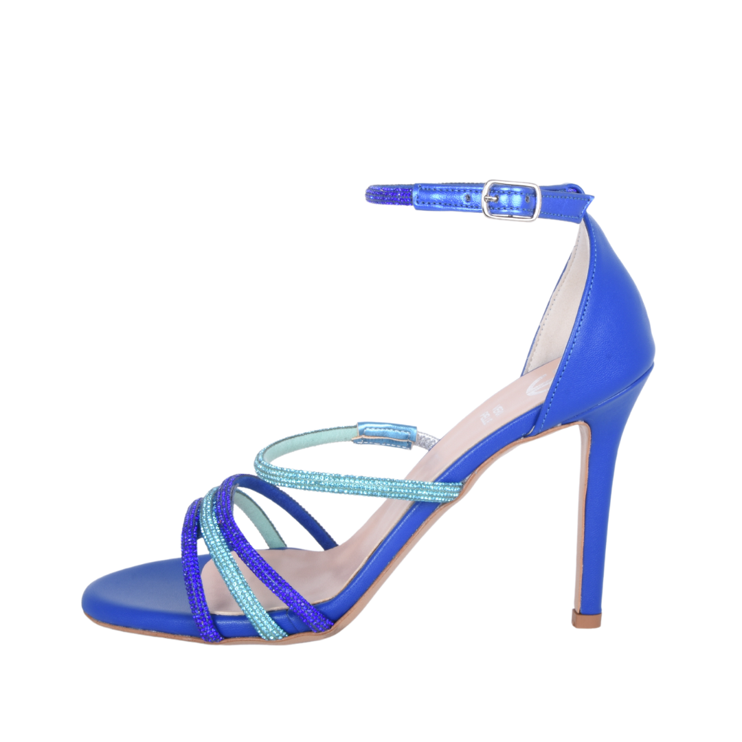Sandali con strass colorati e tacco alto