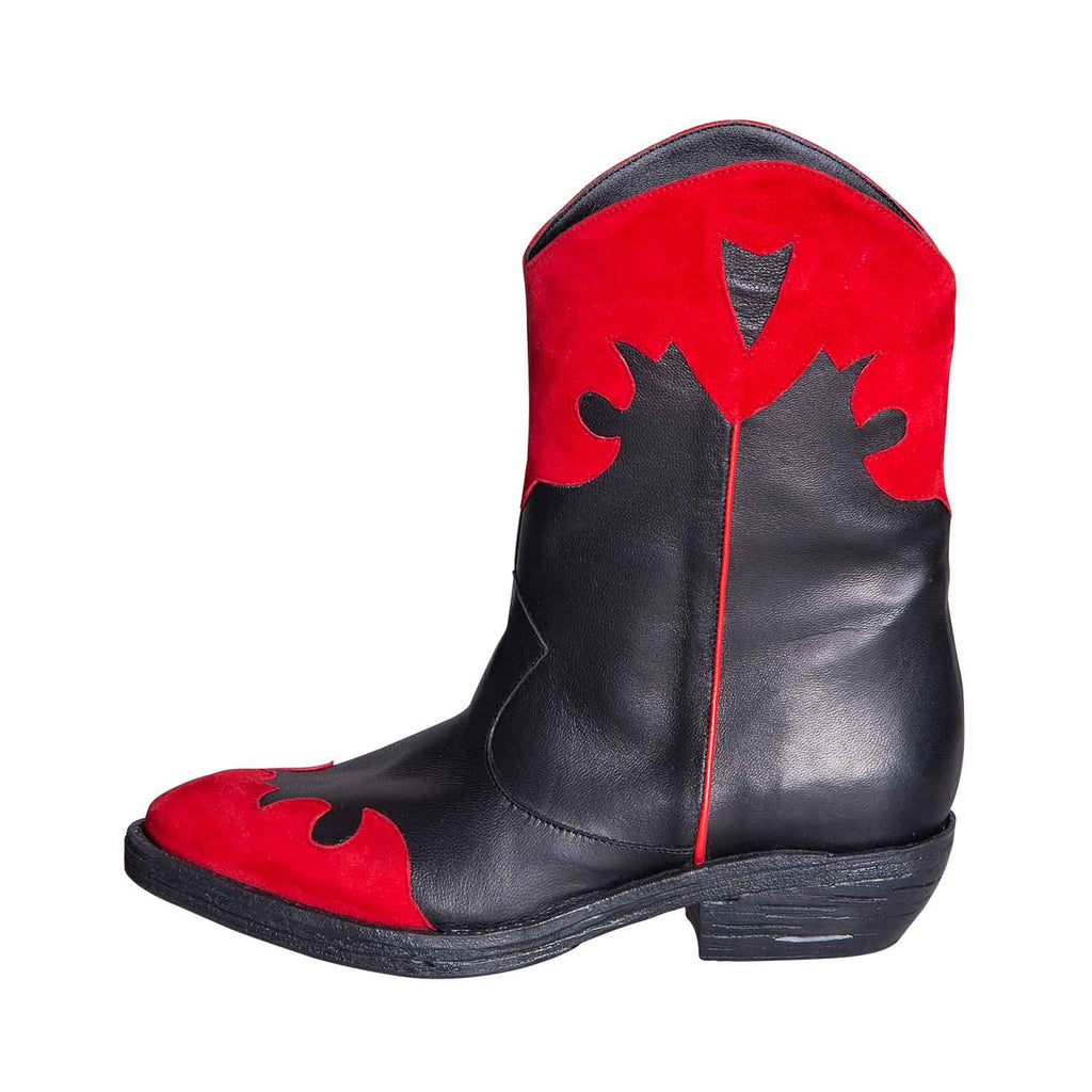 Stivali texani donna neri made in italy vera pelle riporto rosso studio creazioni 2019