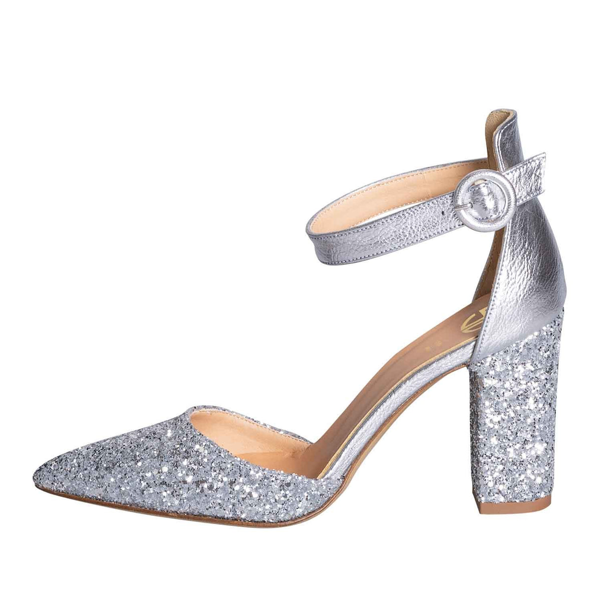 Glitter Scarpe Eleganti Globo Glitter Scarpe Argento Tacco 12 The