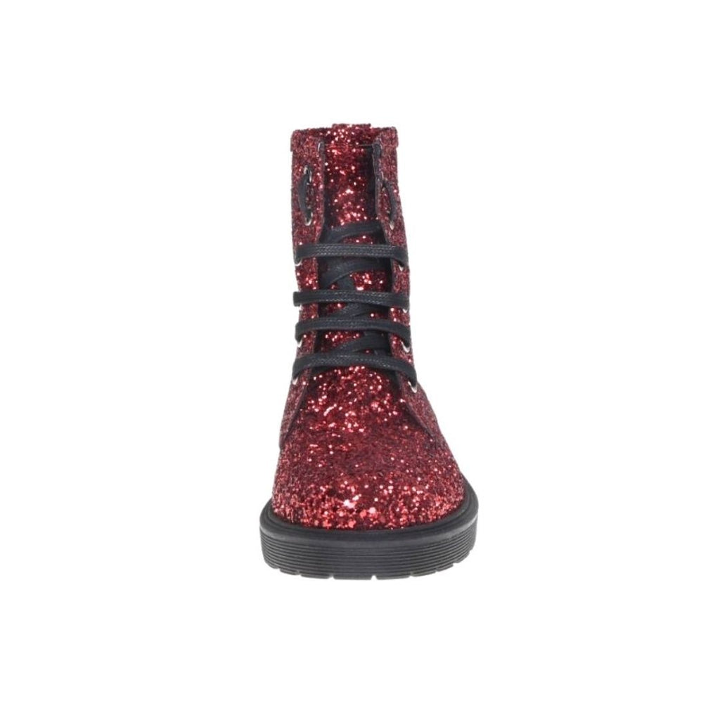 Stivaletti in glitter rosso made in italy studio creazioni