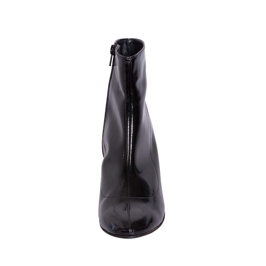 Stivaletti donna vernice nero tacco basso made in italy studio creazioni plantare vera pelle altezza 5 cm 