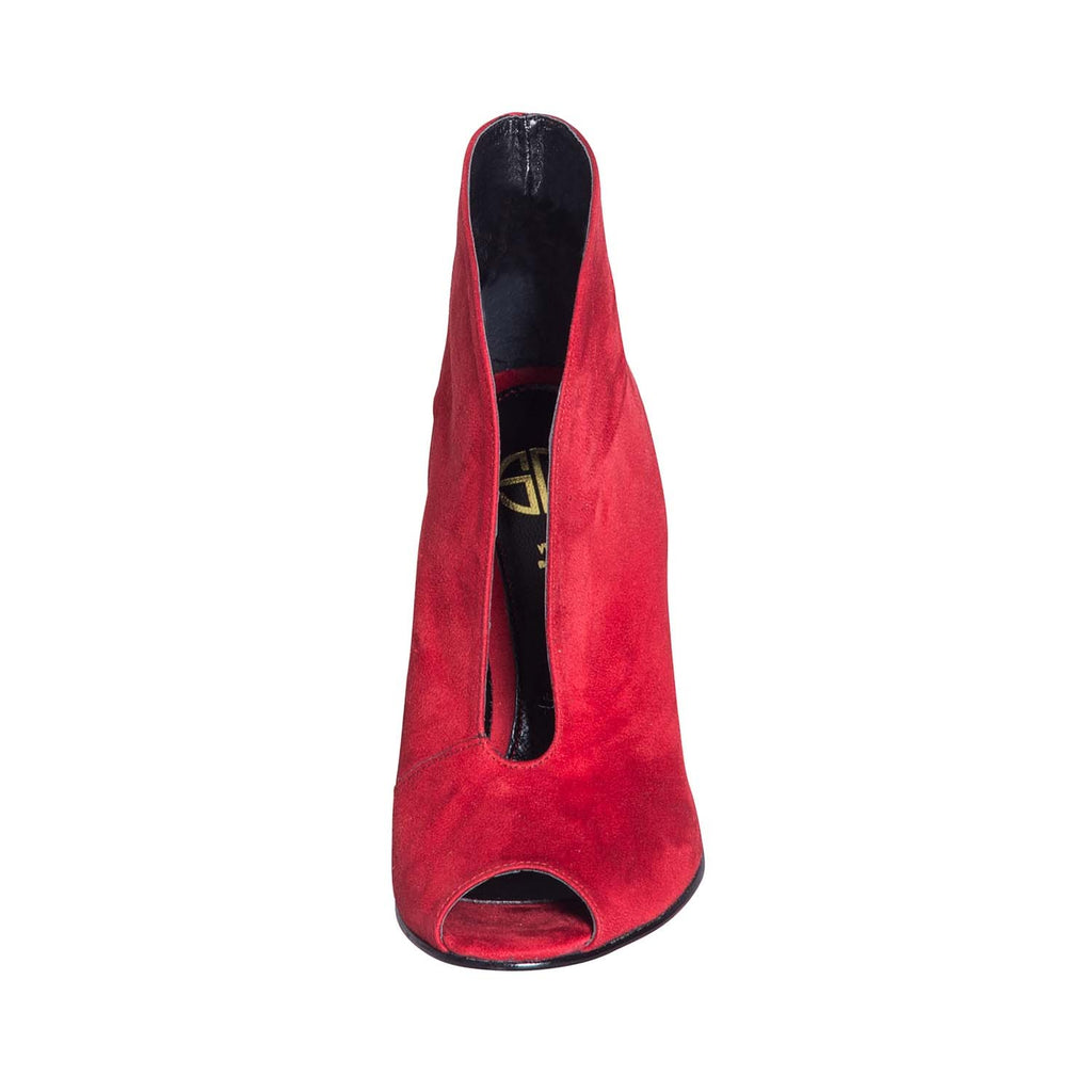 Scarpe con il tacco a spillo camoscio rosso made in italy studio creazioni