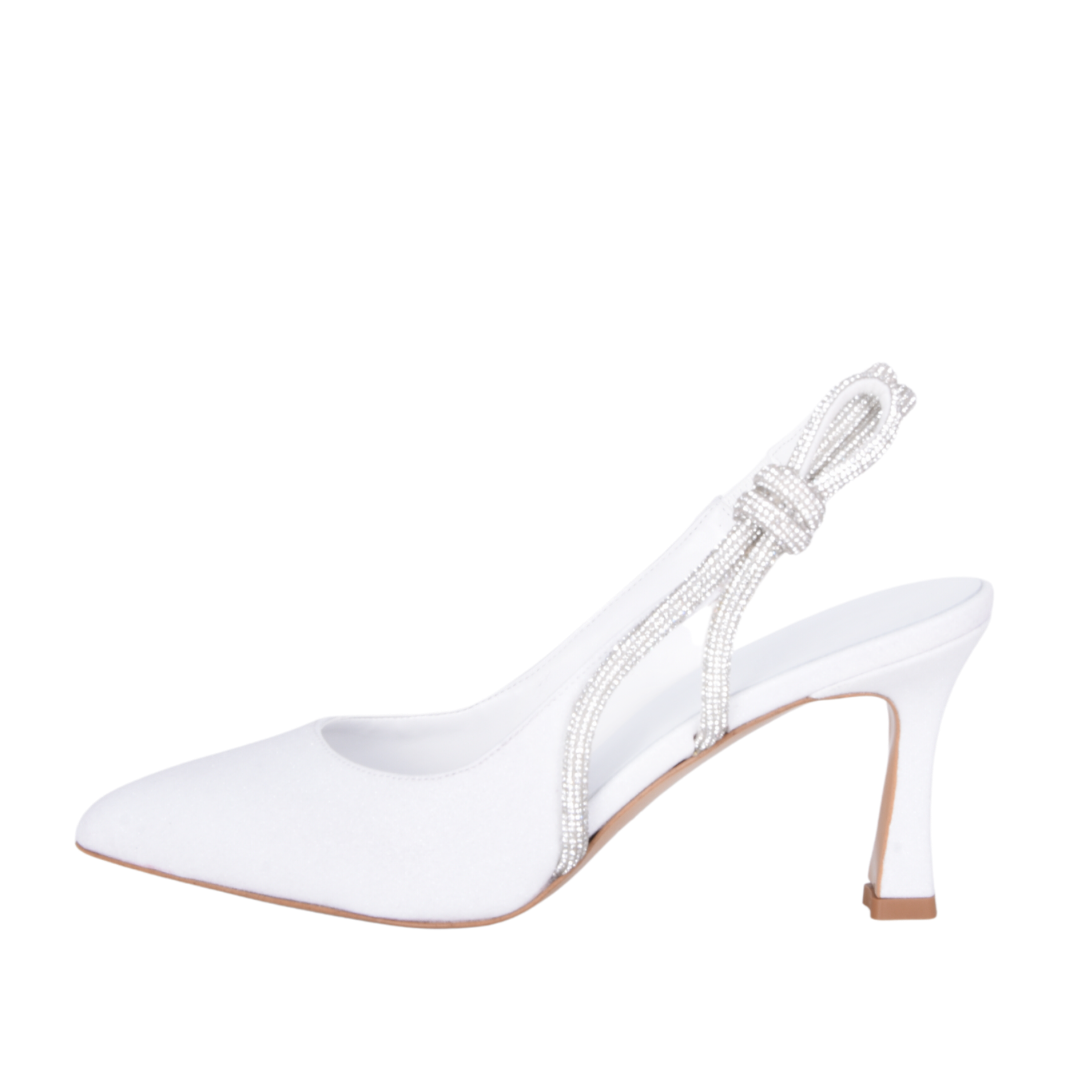 Scarpe da Sposa con Tacco Alto da Donna Décolleté da Sposa con Punta Chiusa Sandali Scarpe da Sposa Sexy con Punta a Punta con Fiocco di Perle, Bianco,39 (Bianco 35 EU