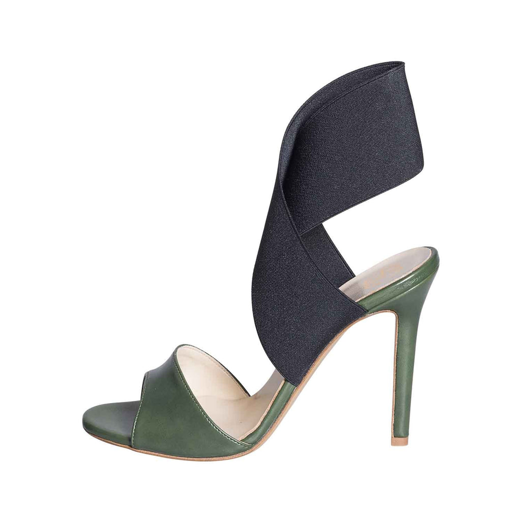 Sandali verde militare tacco a spillo studio creazioni 10 cm