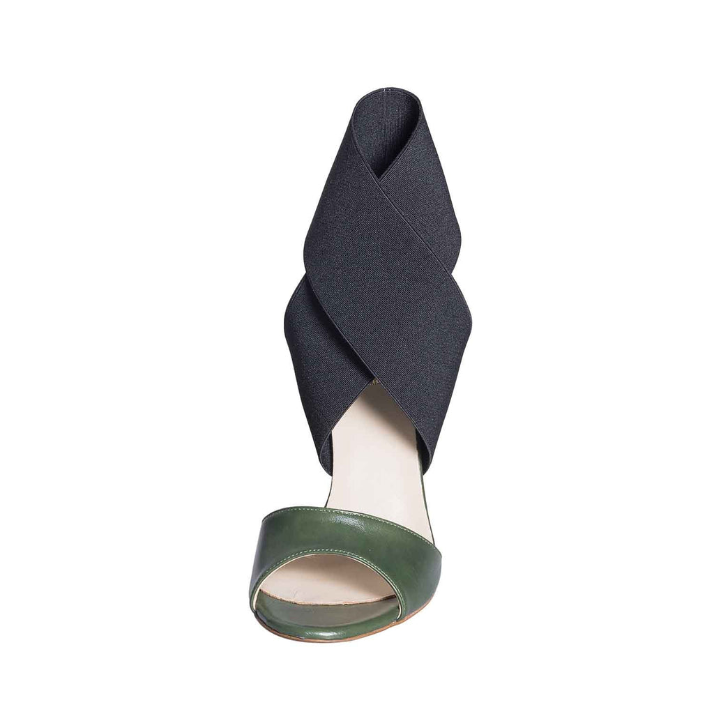 Sandali verde militare tacco a spillo studio creazioni 10 cm