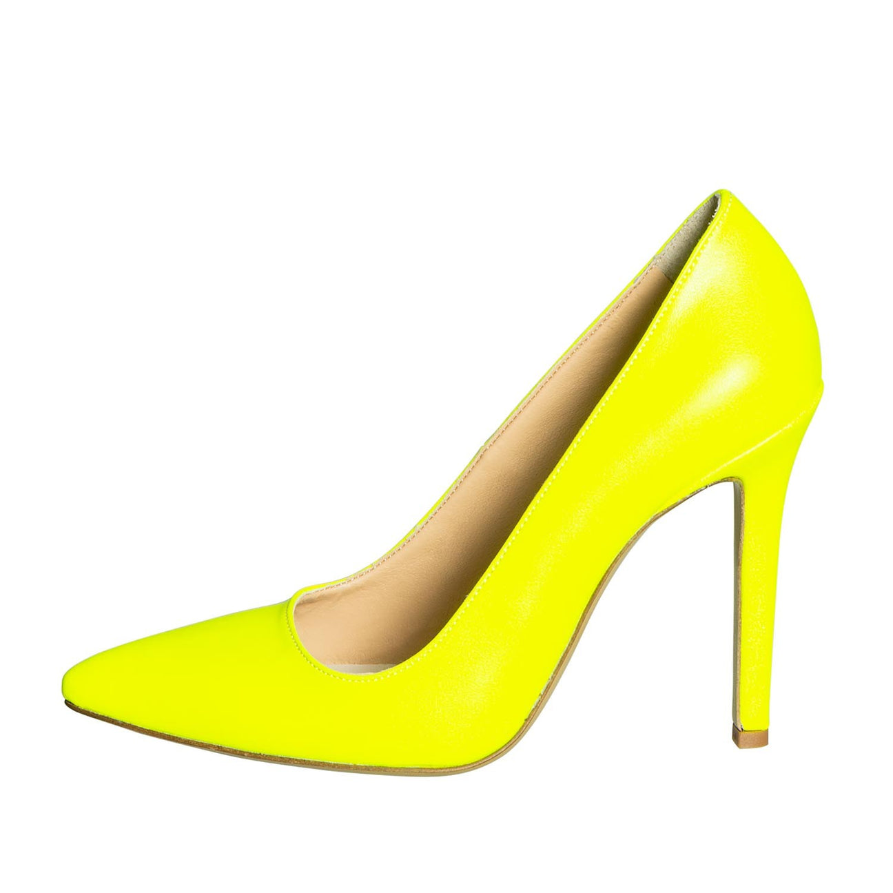 Scarpe fluorescenti gialle con tacco made in italy studio creazioni 10 cm 
