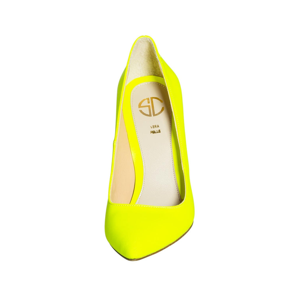 Scarpe fluorescenti gialle con tacco made in italy studio creazioni 10 cm 