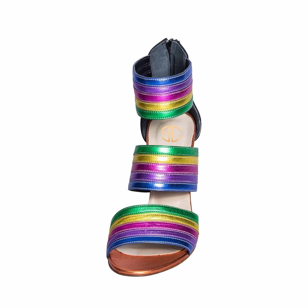 Sandali multicolor tacco alto made in italy 10 cm laminato studio creazioni