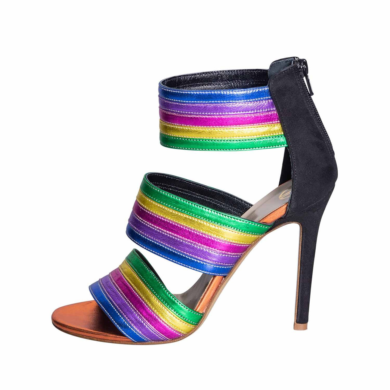 Sandali multicolor tacco alto made in italy 10 cm laminato studio creazioni