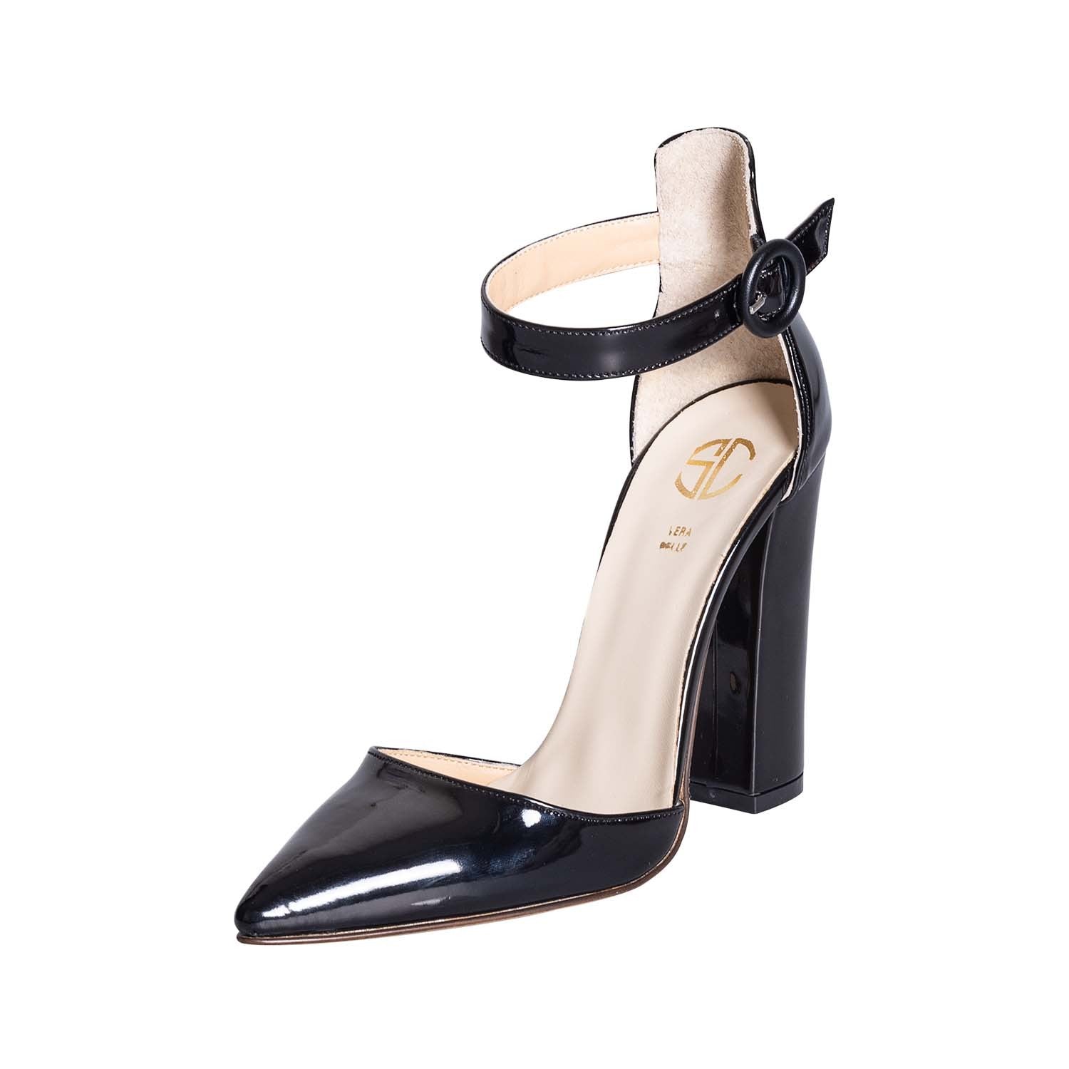 Tacchi alti neri chiusi in vernice made in italy Studio