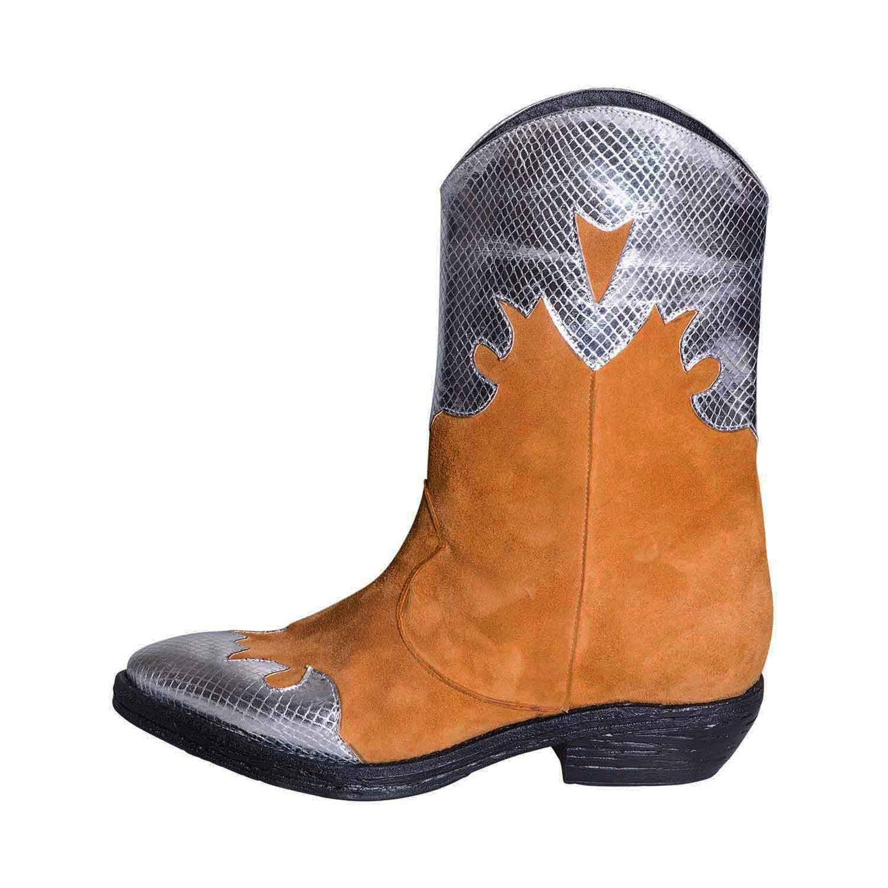 Stivali camperos donna cuoio made in italy riporti laminato argento fondo gomma studio creazioni
