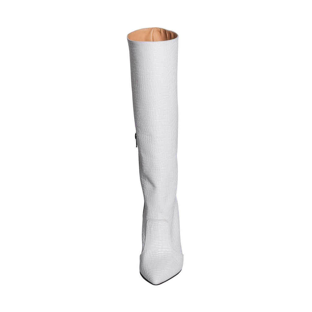 Stivali bianchi con tacco alto in cocco made in italy studio creazioni
