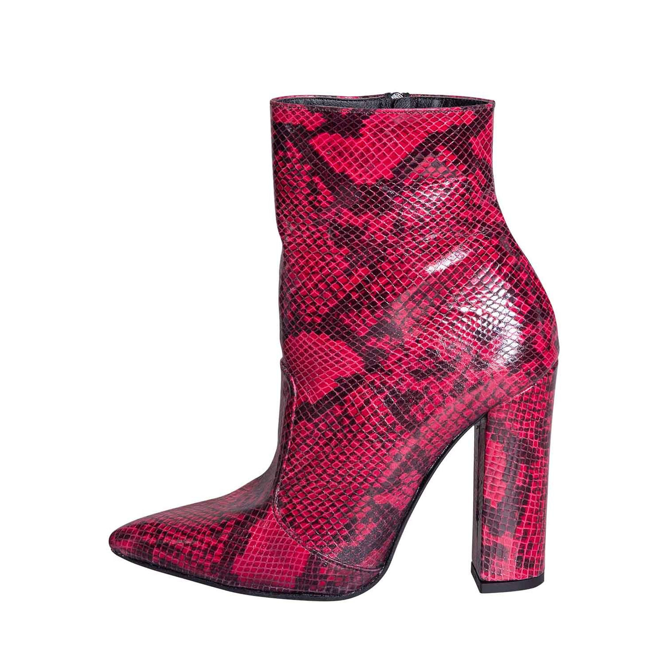 Stivaletti con tacco alto pitone fucsia made in italy studio creazioni
