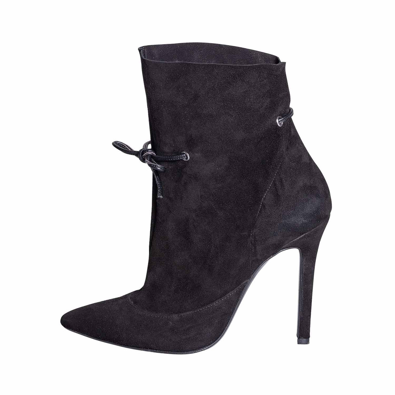 Stivaletti a punta camoscio nero made in italy tacco a spillo 10 cm studio creazioni