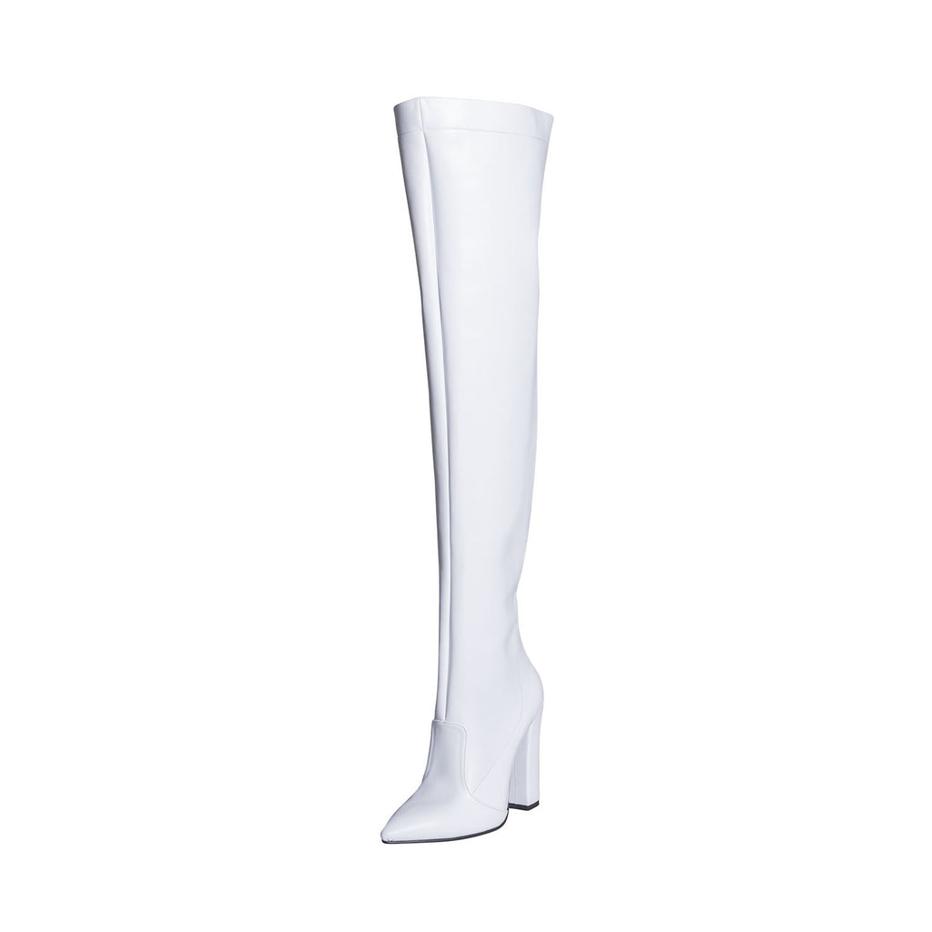 Stivali alti sopra il ginocchio bianchi con tacco alto 10 cm made in italy studio creazioni