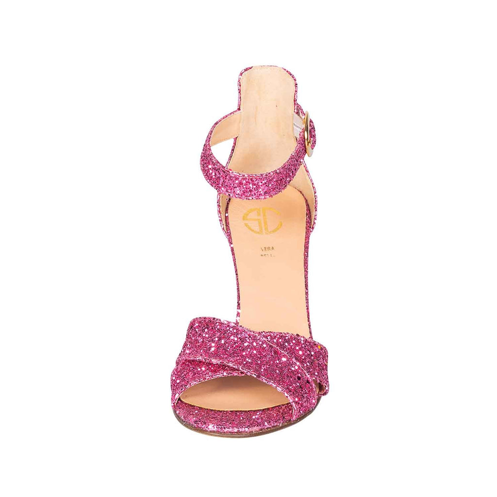 sandali da donna made in italy in glitter fuxia 