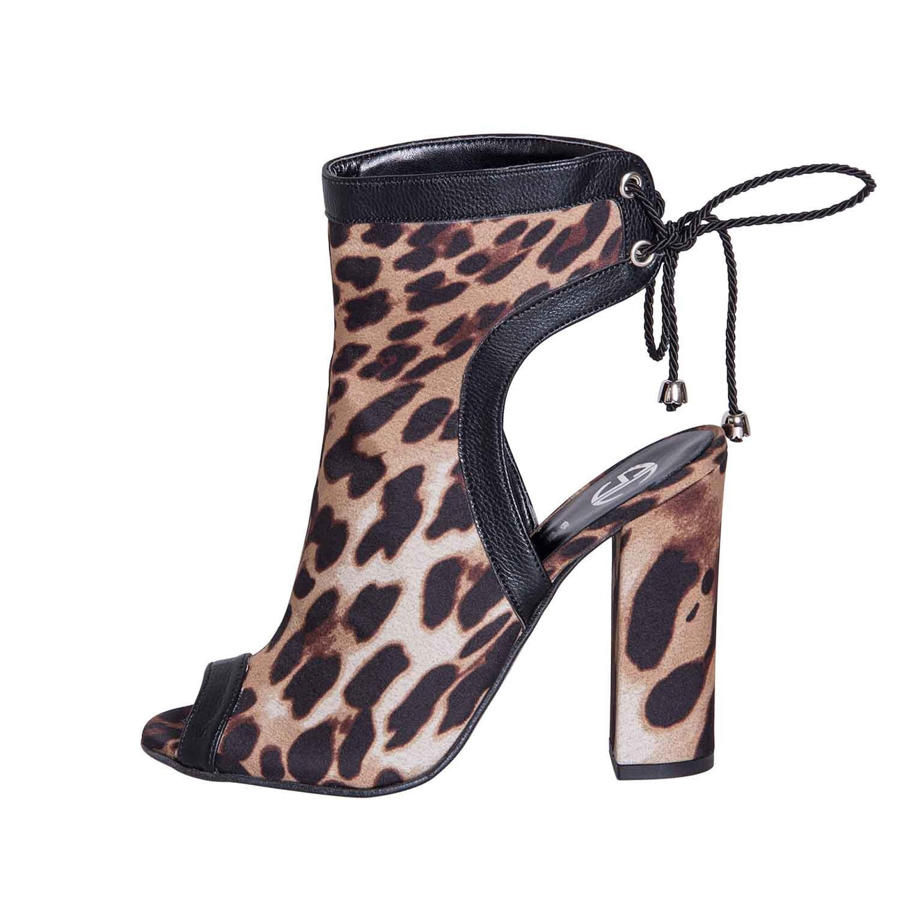 Tronchetti con tacco maculati open toe made in italy