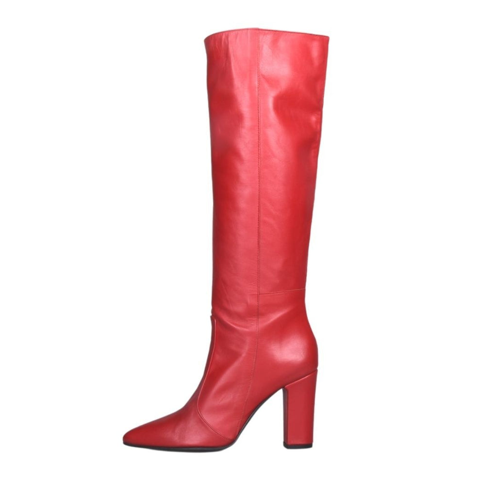 Stivali rossi con tacco alto in vera pelle made in italy studio creazioni personalizzabili