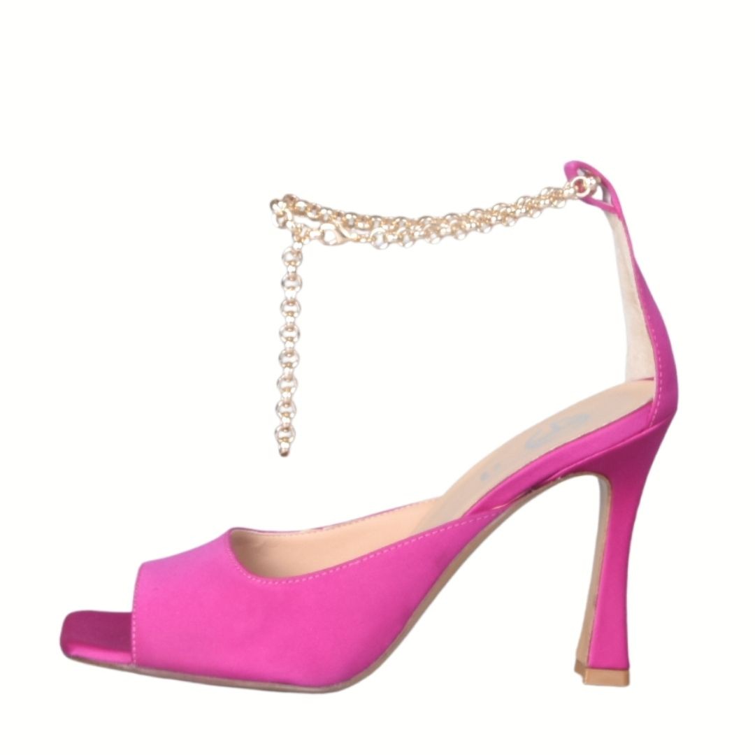 Sandali fucsia con catena alla caviglia