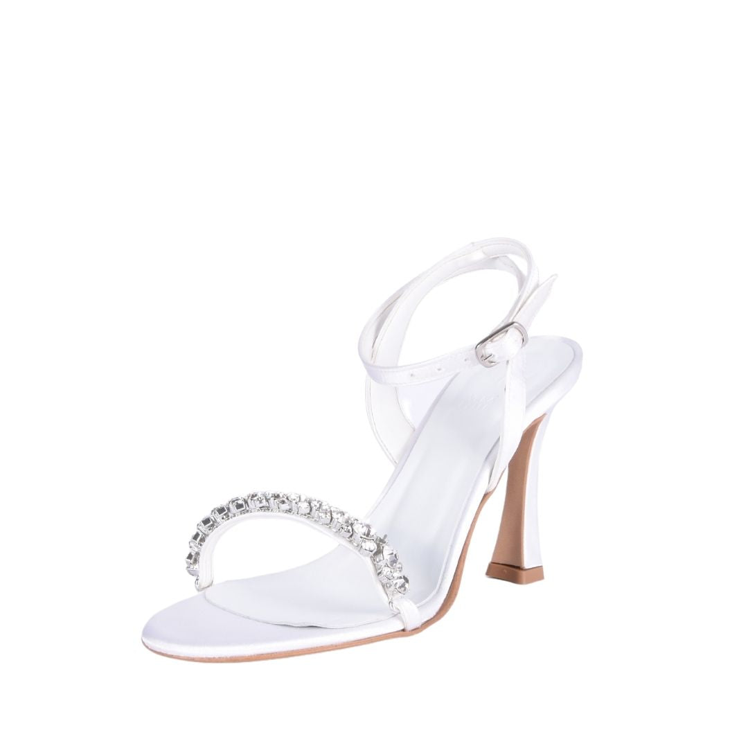 Sandali gioiello sposa raso bianco – - Main Image