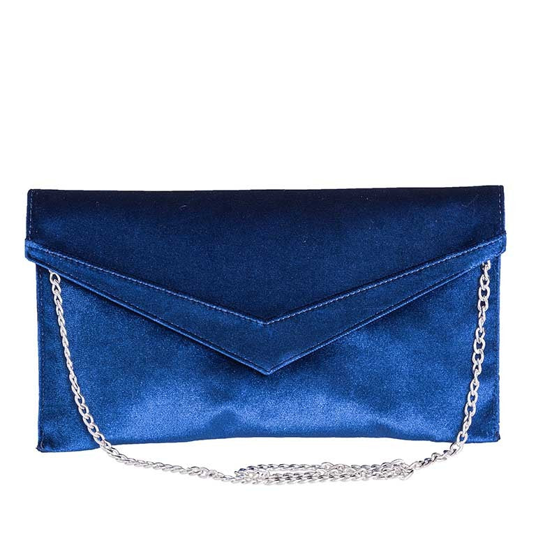 POCHETTE IN  VELLUTO BLU CON CATENA