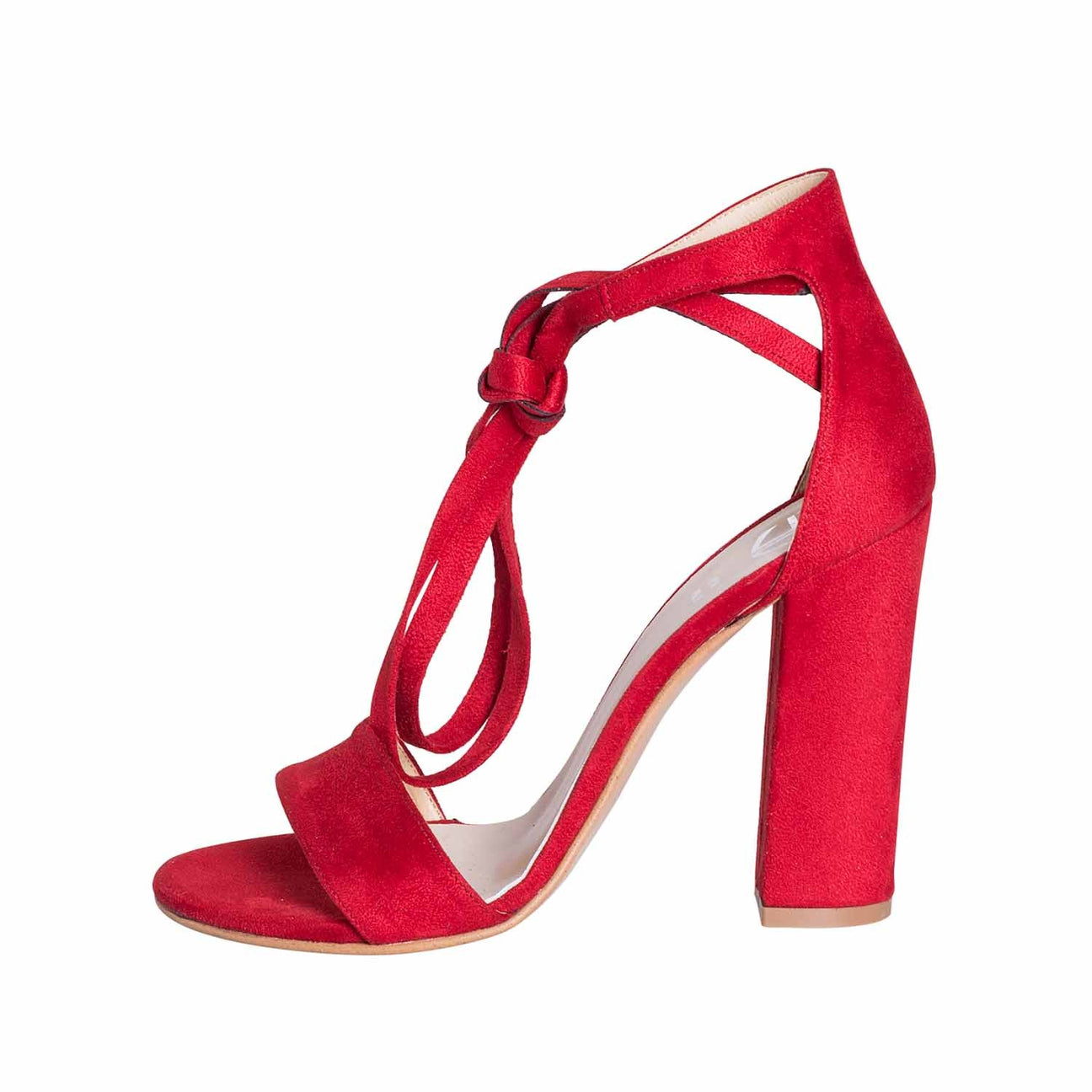 SANDALI CON TACCO LARGO CAMOSCIO ROSSO 