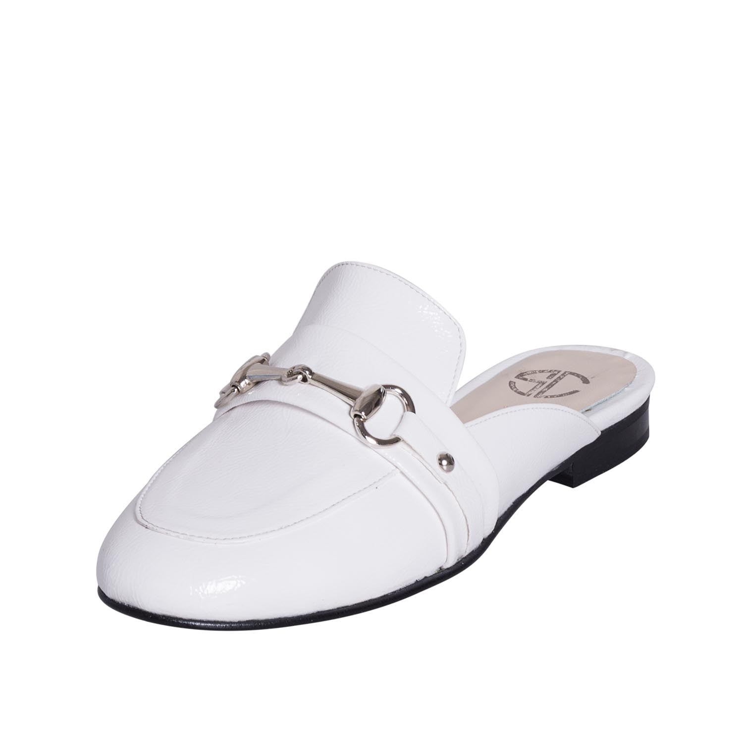Mocassino donna sabot bianco con morsetto stile gucci made in