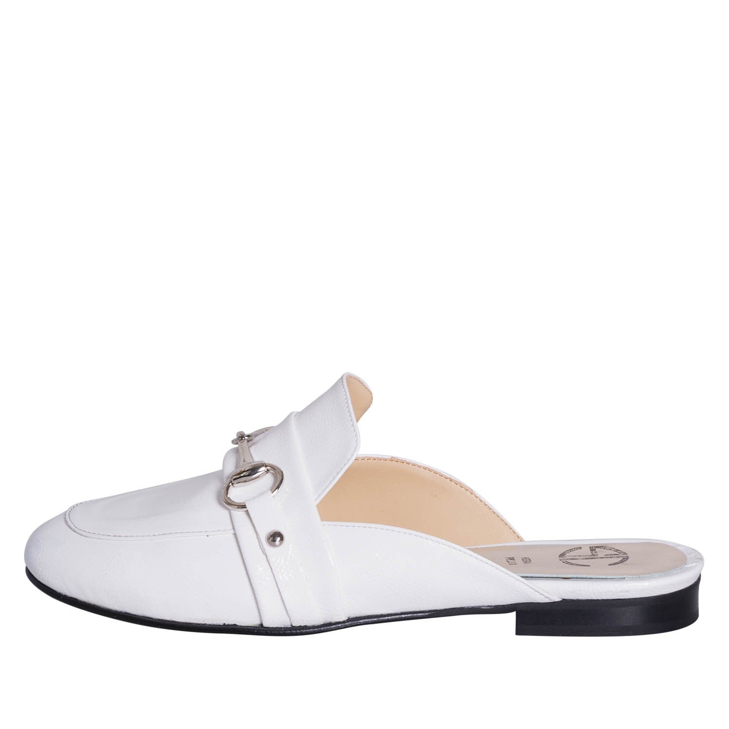 Mocassino donna sabot bianco con morsetto stile gucci made in
