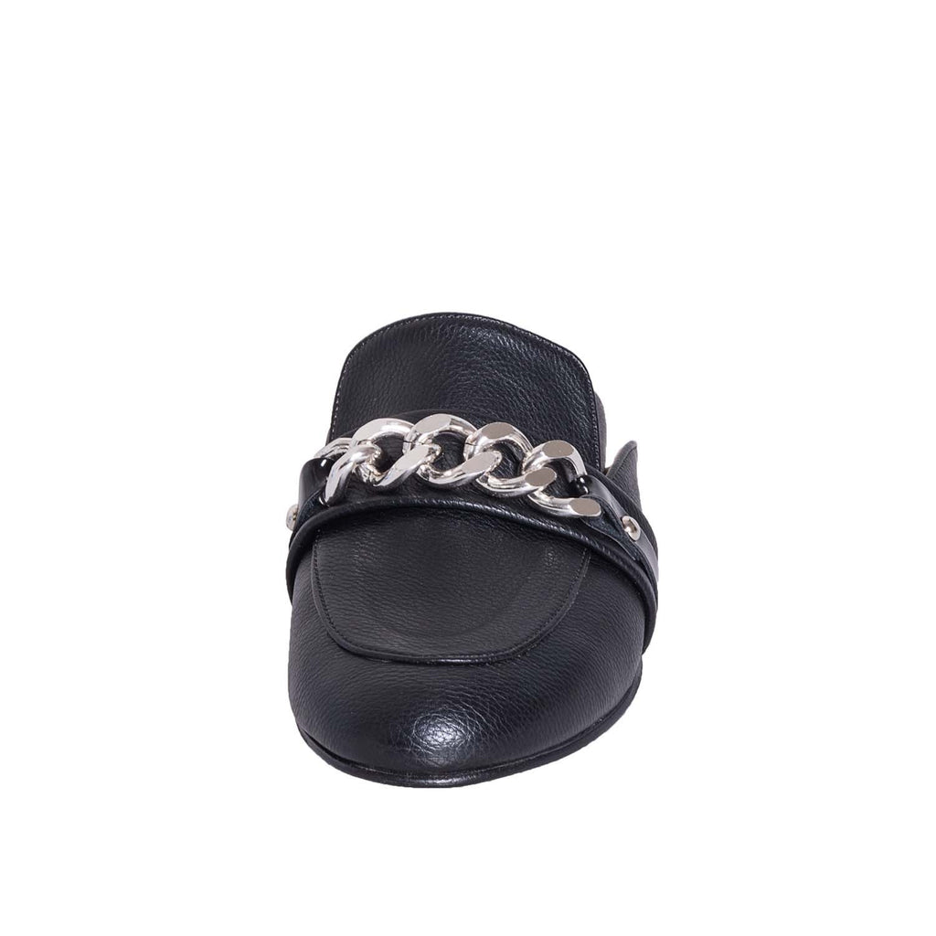 Sabot donna neri con catena slippers made in italy modello mocassino studio creazioni