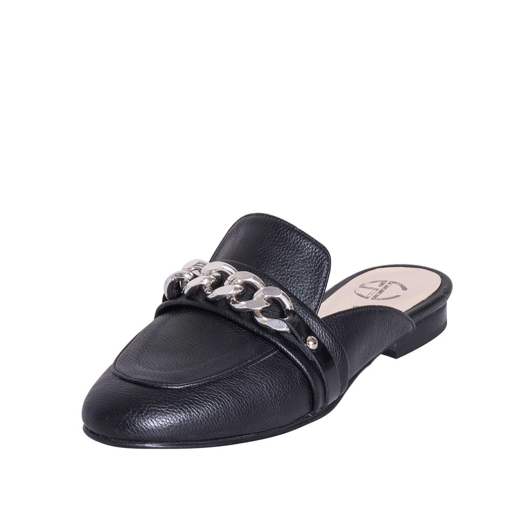 Sabot donna neri con catena slippers made in italy modello mocassino studio creazioni