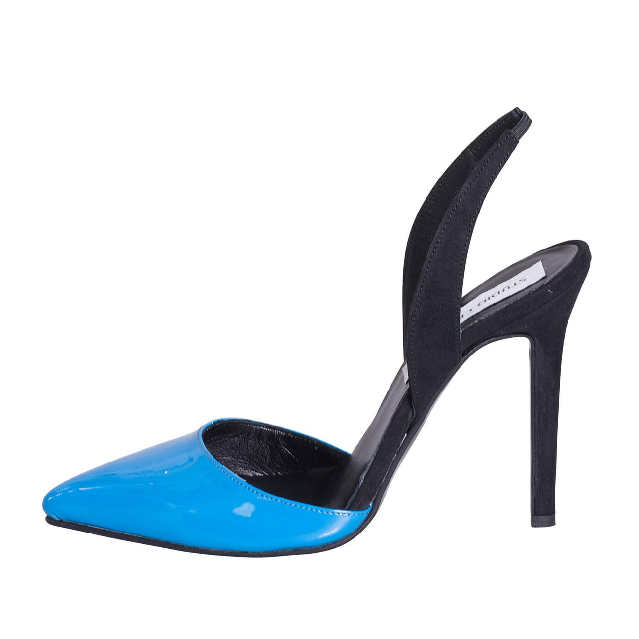 Scarpe a punta con tacco alto aperte made in italy studio creazioni bicolore 
