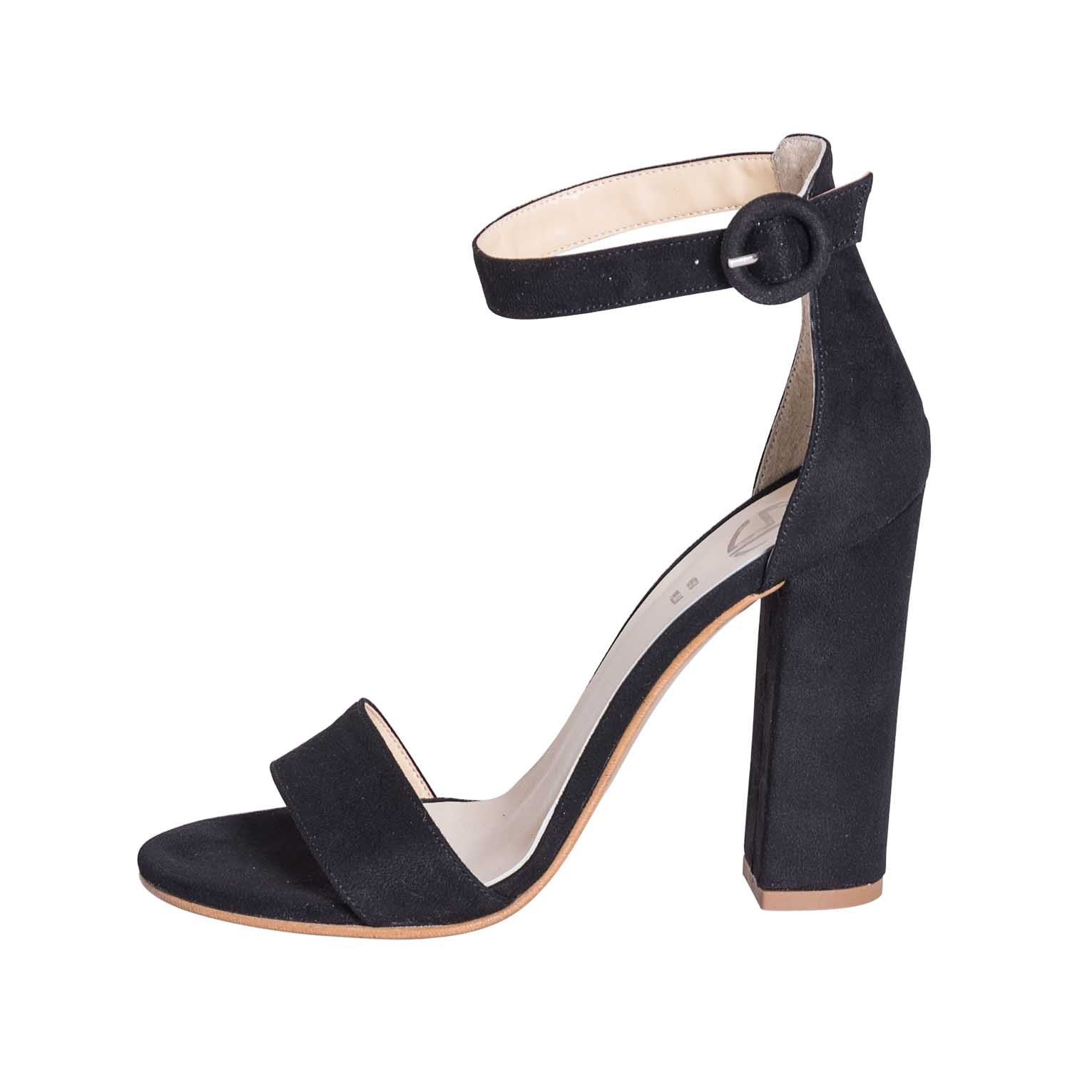 Sandali con tacco alto neri camoscio made in italy studio