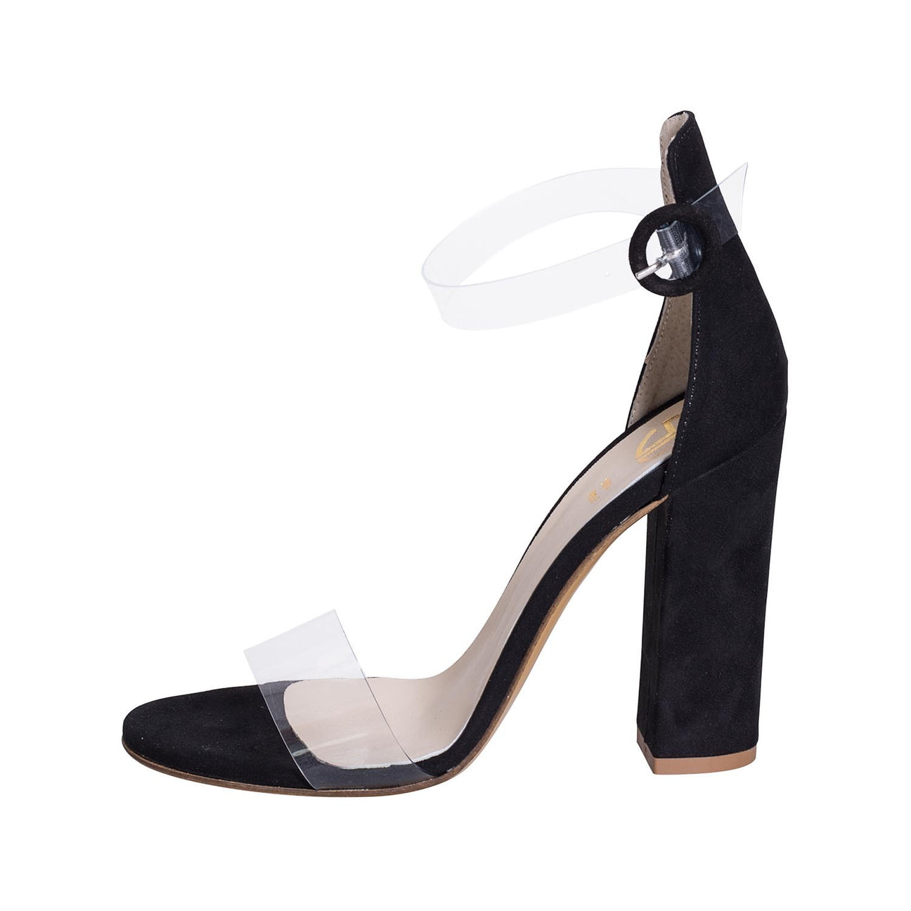 Sandali donna tacco alto camoscio nero e vinile studio creazioni plantare vera pelle