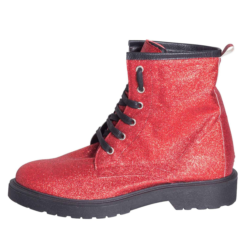Anfibi scarpe rossi in glitter made in italy studio creazioni per penelope milano
