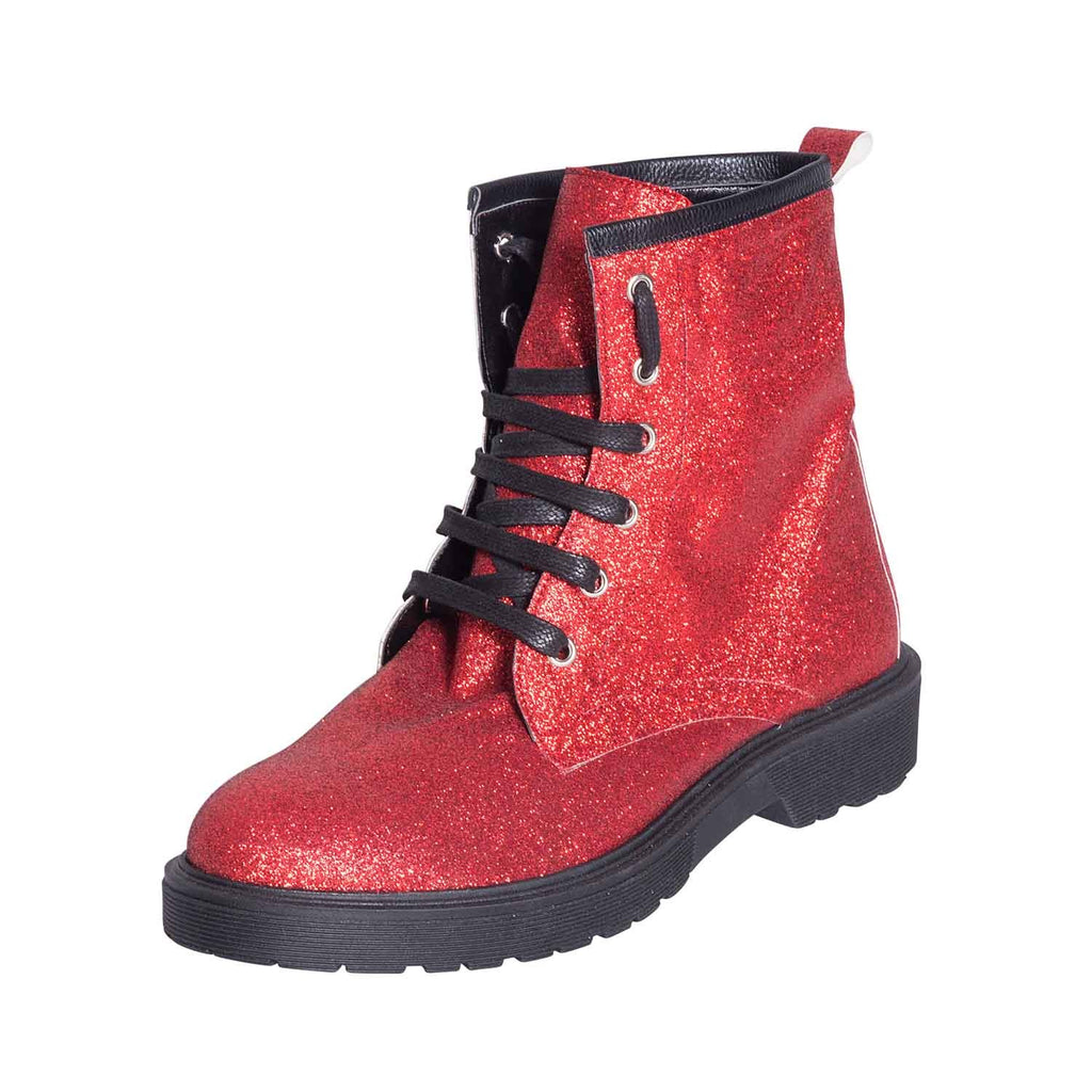 Anfibi scarpe rossi in glitter made in italy studio creazioni per penelope milano