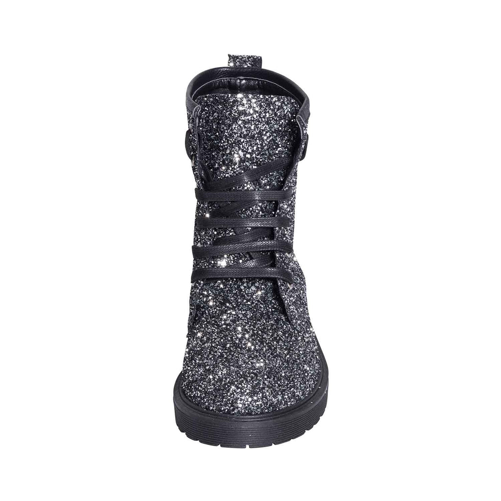 Anfibi glitterati nero/argento made in italy fondo gomma studio creazioni per penelope milano